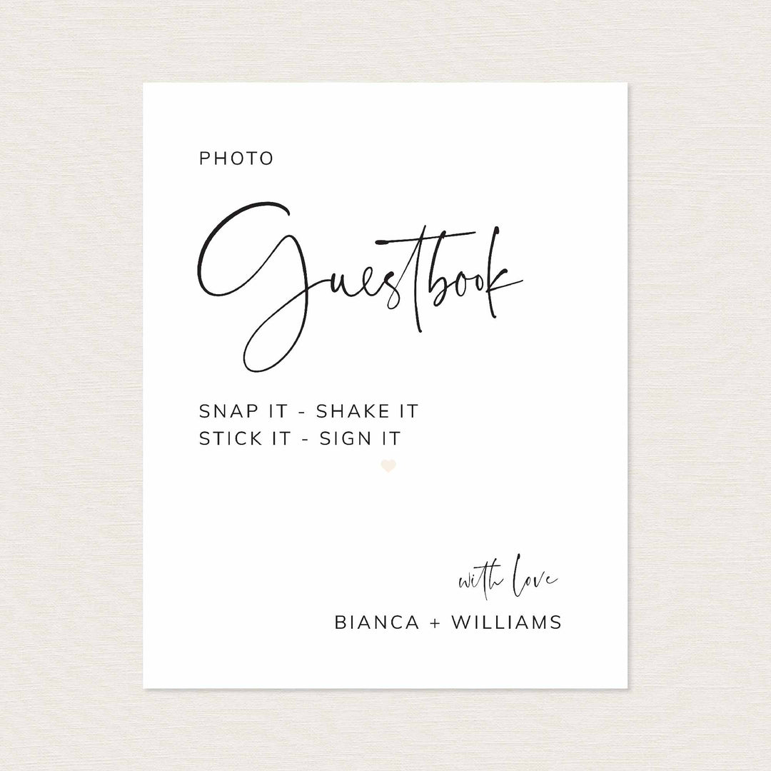 Modern Minimal Wedding Photo Guestbook Sign Printable