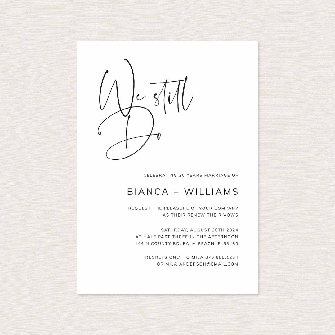 Modern Minimal Wedding Vow Renewal Invitation Printable