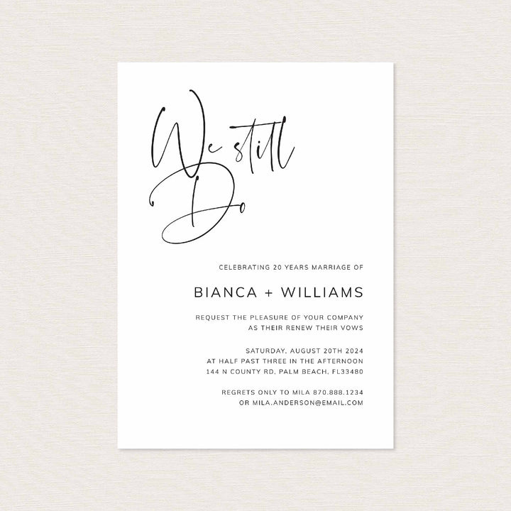 Modern Minimal Wedding Vow Renewal Invitation Printable