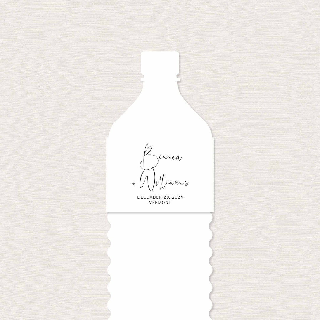 Modern Minimal Wedding Water Bottle Label Printable