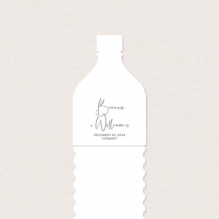 Modern Minimal Wedding Water Bottle Label Printable