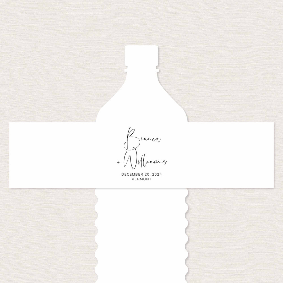 Modern Minimal Wedding Water Bottle Label Printable