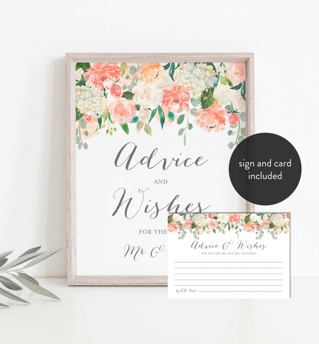 Peach and Cream Wedding Advice and Wishes Printable