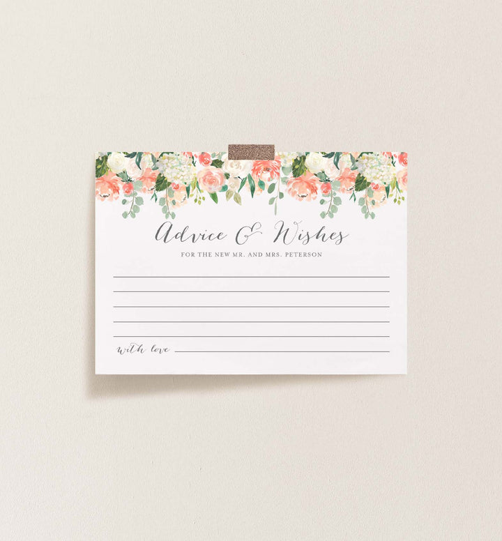 Peach and Cream Wedding Advice and Wishes Printable
