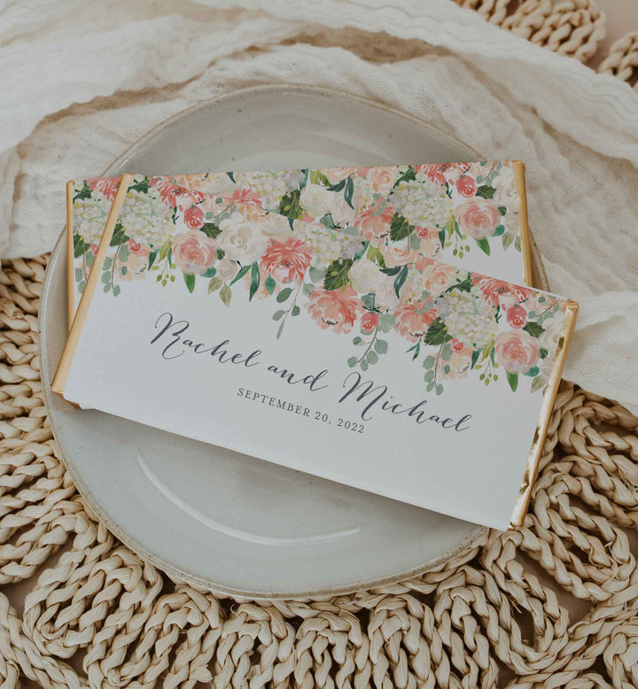 Peach and Cream Wedding Chocolate Bar Wrapper Printable