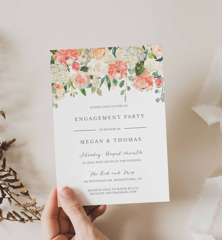 Peach and Cream Engagement Invitation Printable