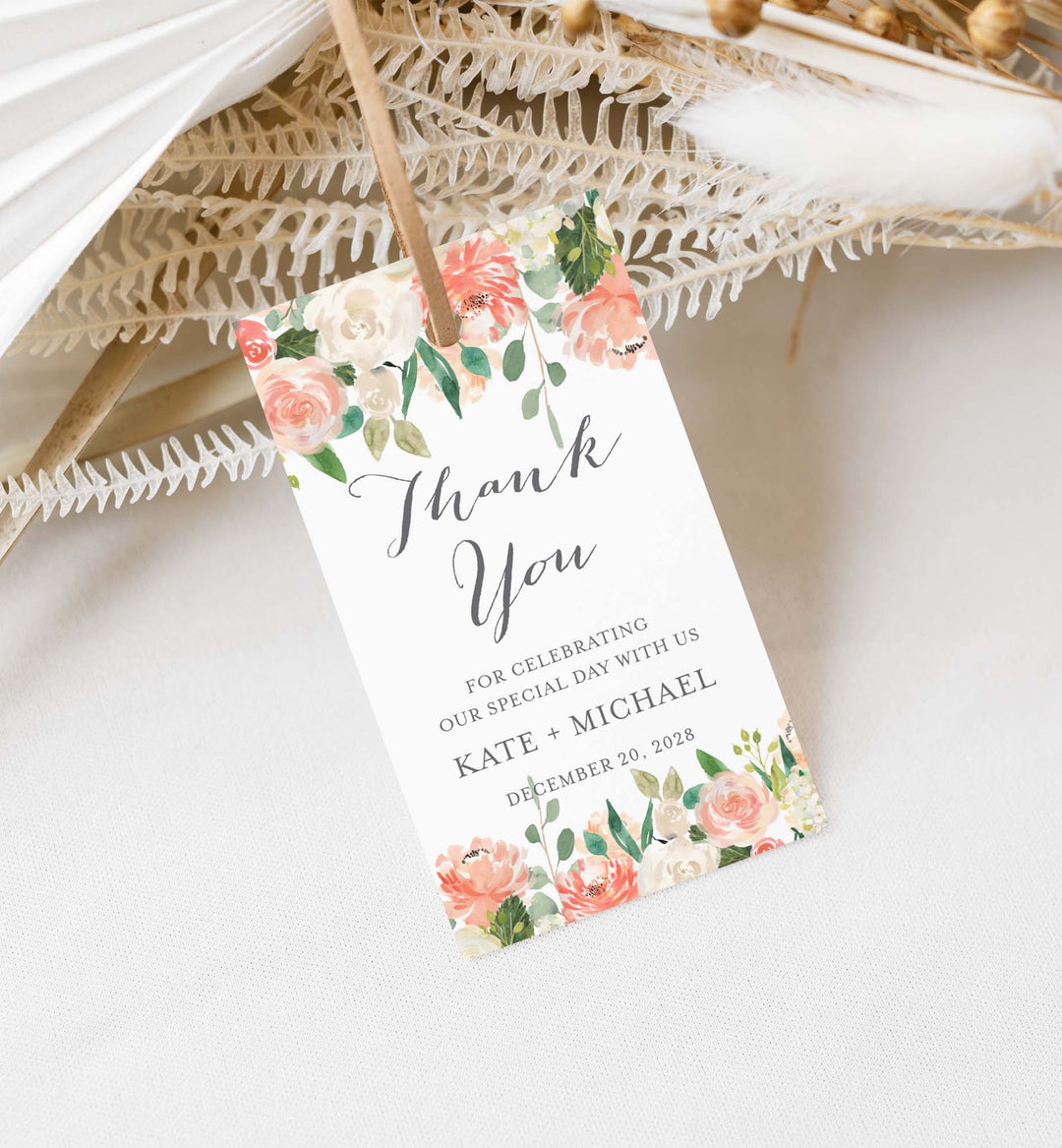Peach and Cream Wedding Favour Tag Printable