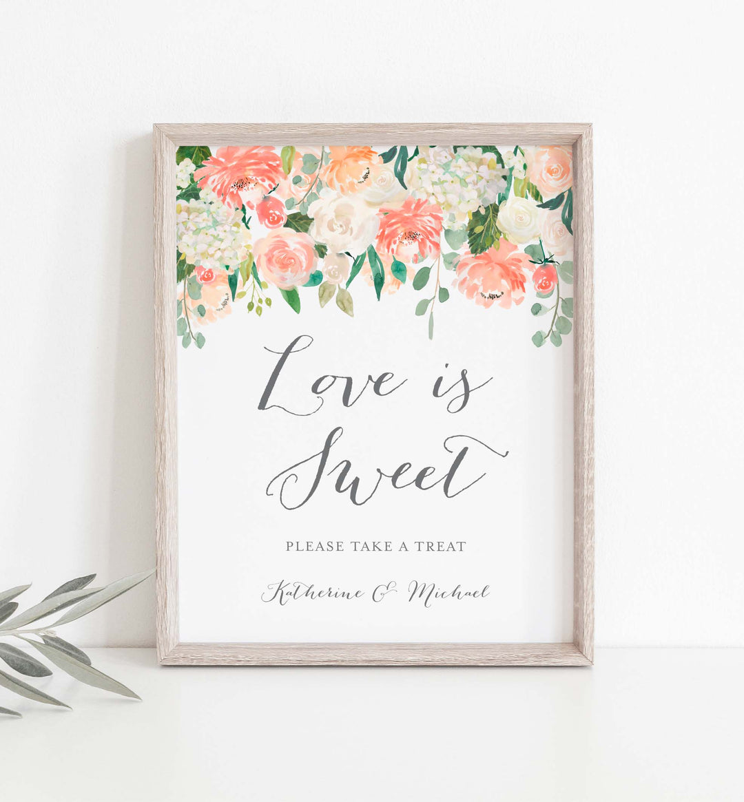 Peach and Cream Wedding Love Is Sweet Sign Printable