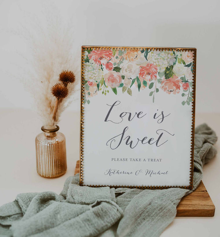 Peach and Cream Wedding Love Is Sweet Sign Printable