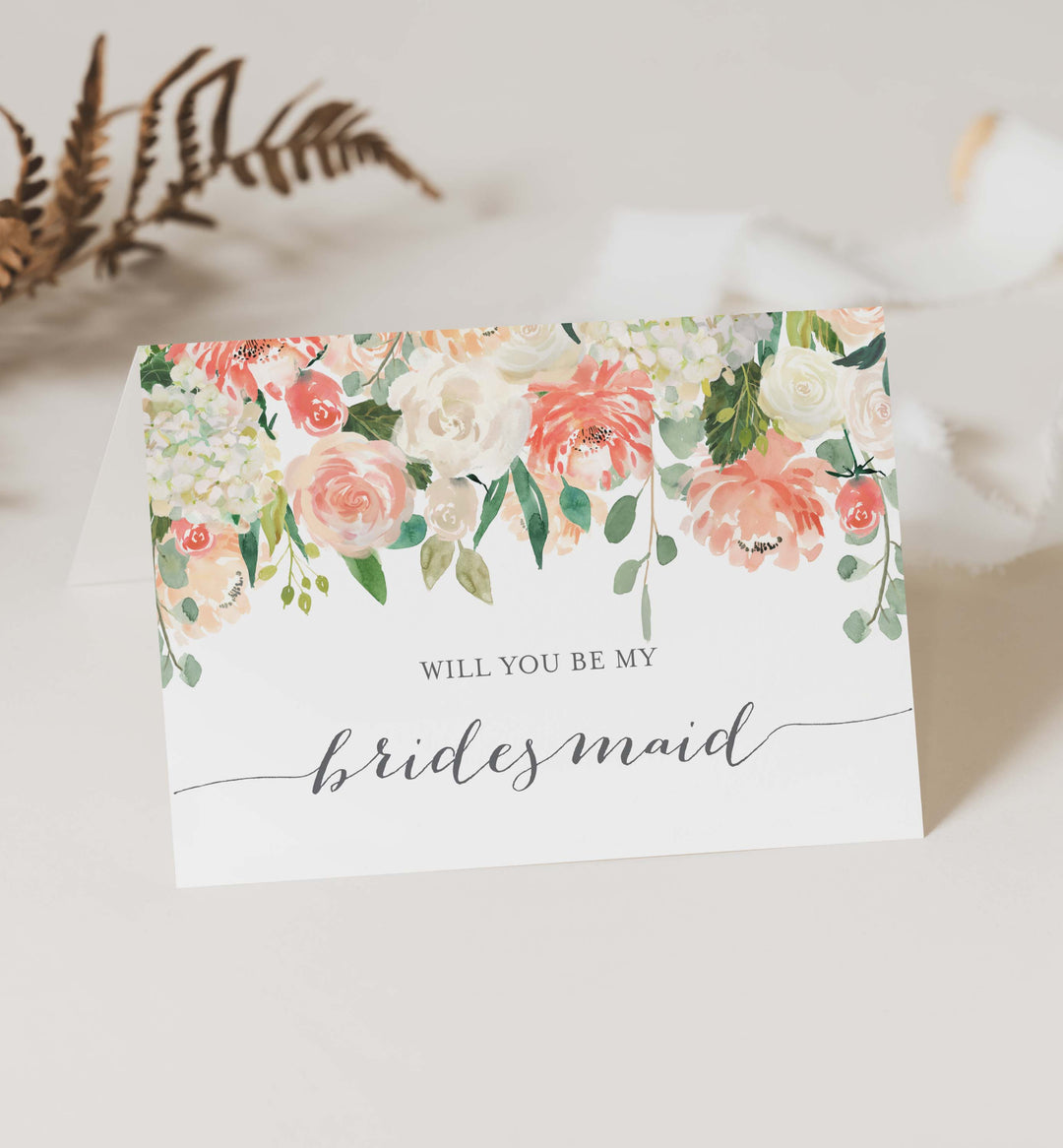 Peach and Cream Wedding Proposal Card Printable