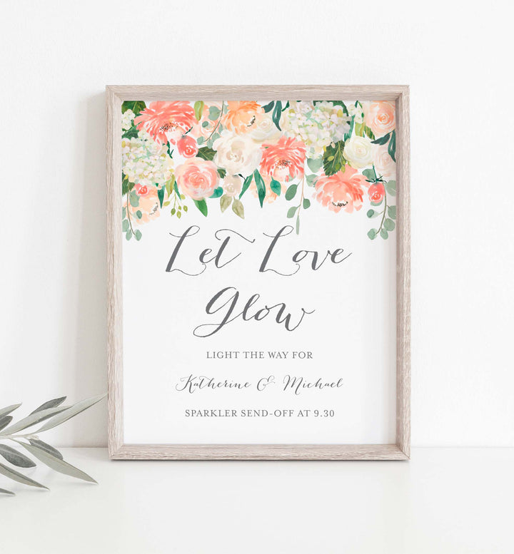 Peach and Cream Wedding Sparkler Send Off Sign Printable