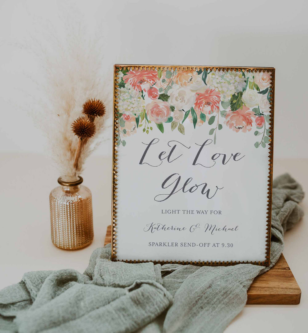 Peach and Cream Wedding Sparkler Send Off Sign Printable