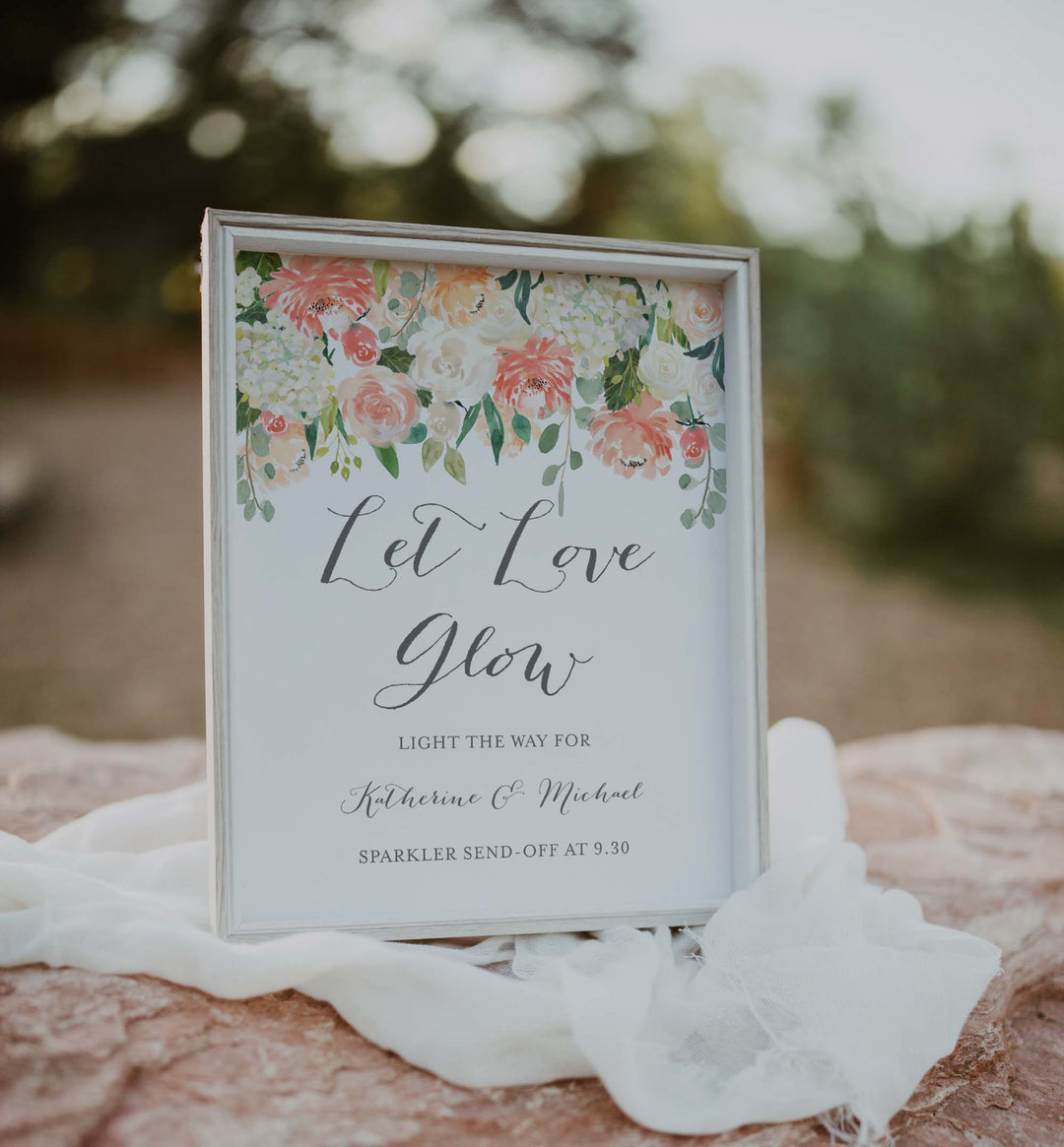 Peach and Cream Wedding Sparkler Send Off Sign Printable