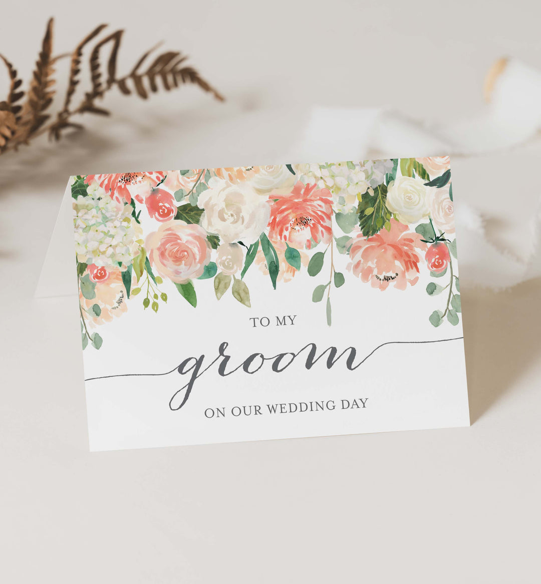 Peach and Cream Wedding Day Card Printable