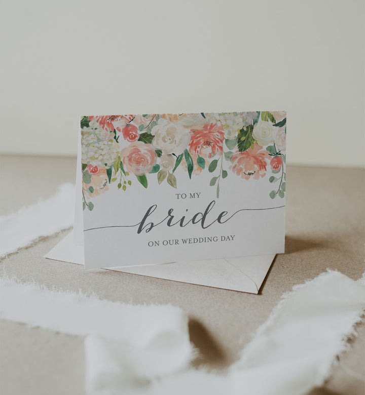 Peach and Cream Wedding Day Card Printable
