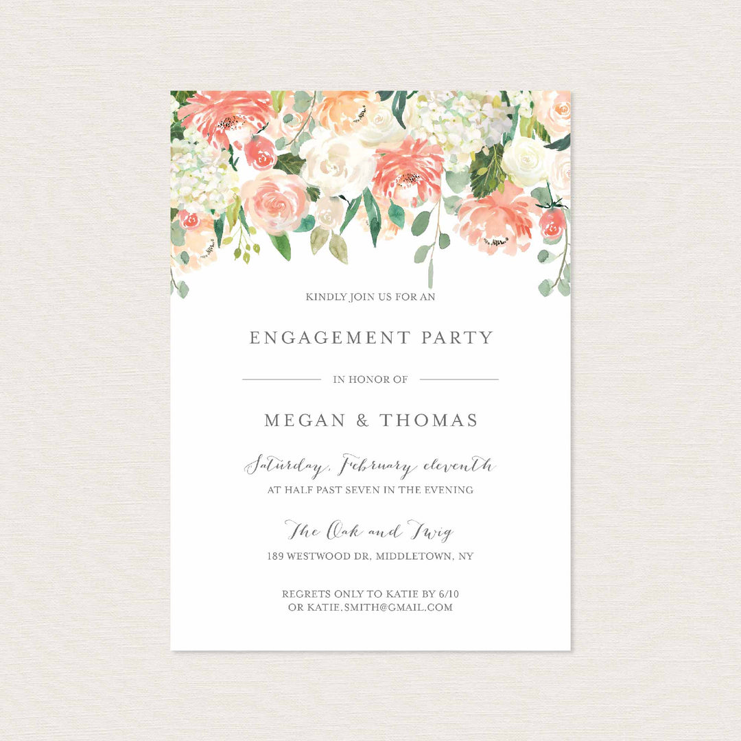 Peach and Cream Engagement Invitation Printable