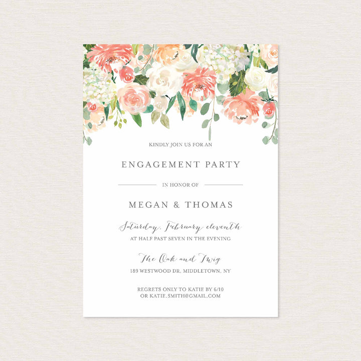 Peach and Cream Engagement Invitation Printable