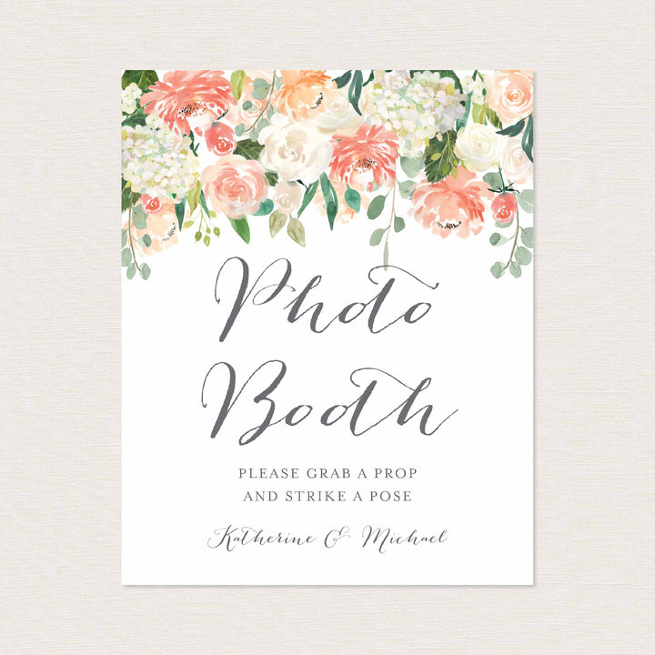 Peach and Cream Wedding Photo Booth Sign Printable