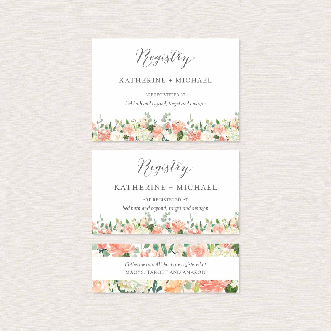 Peach and Cream Wedding Registry Card Printable