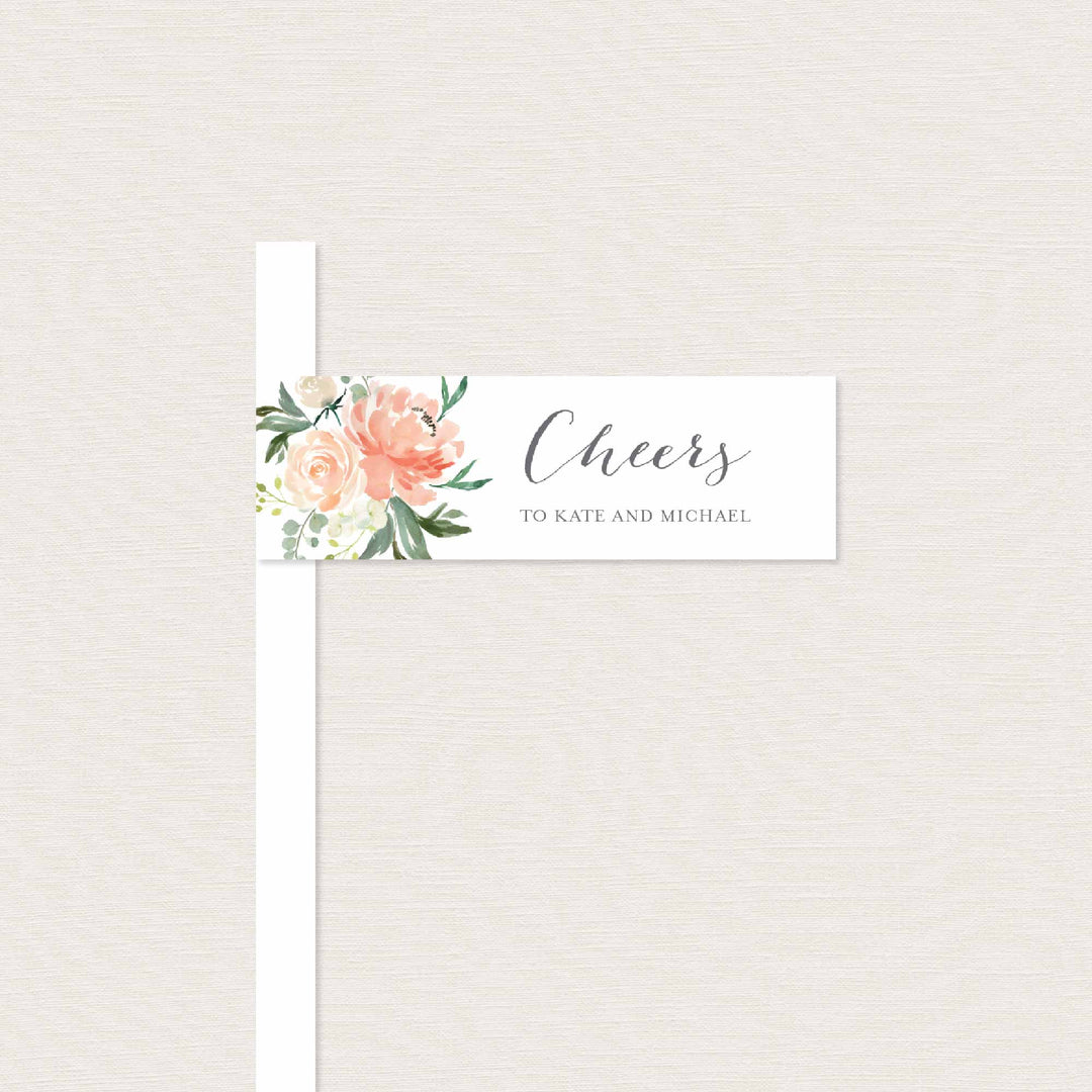 Peach and Cream Wedding Straw Flag Printable