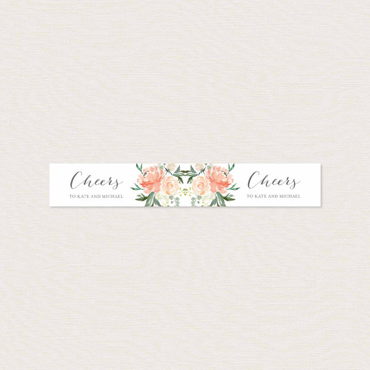 Peach and Cream Wedding Straw Flag Printable