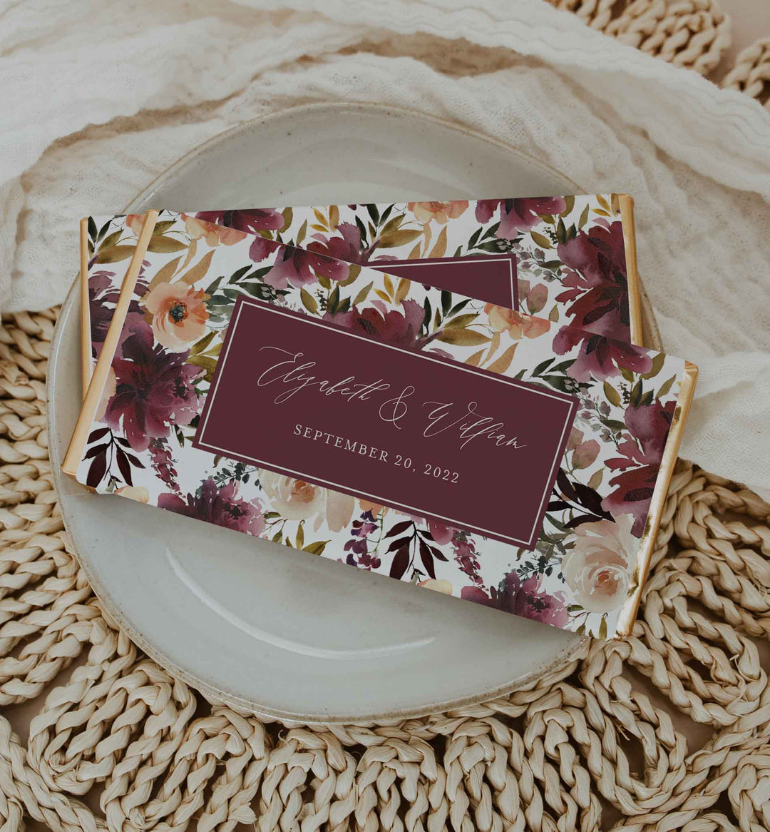 Romance Blush Wedding Chocolate Bar Wrapper Printable