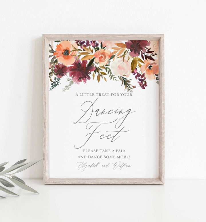 Romance Blush Wedding Dancing Shoes Sign Printable
