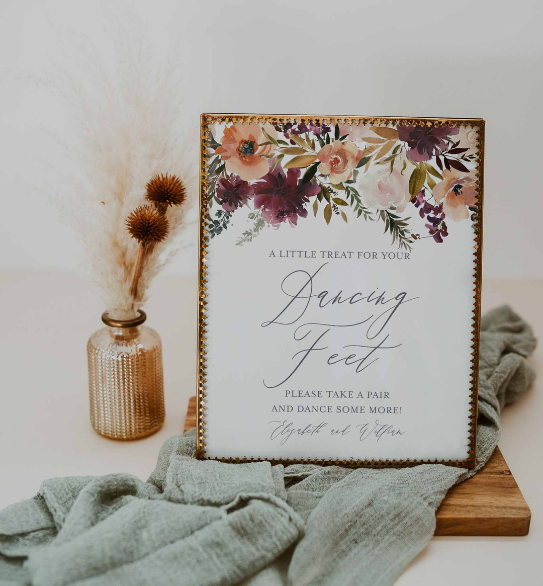 Romance Blush Wedding Dancing Shoes Sign Printable