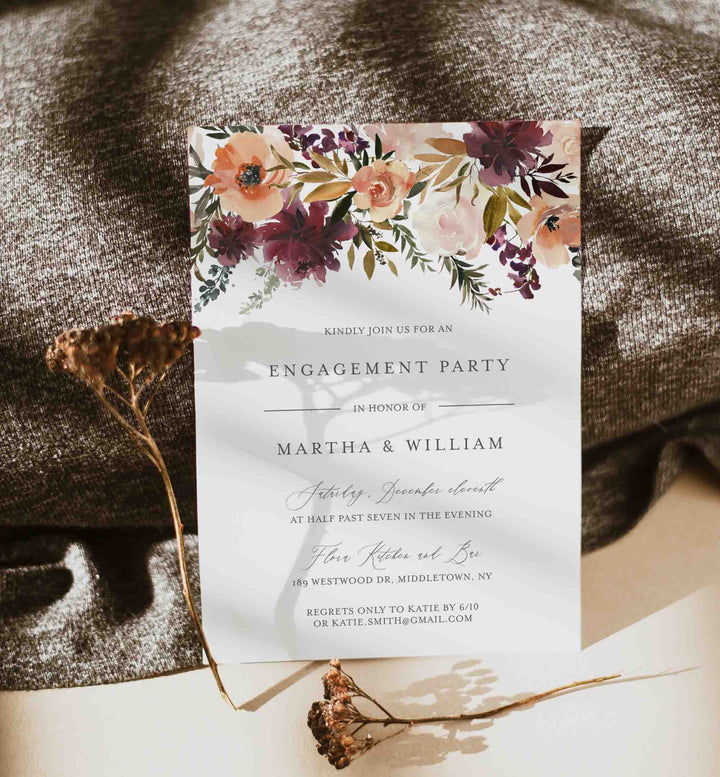 Romance Blush Engagement Invitation Printable