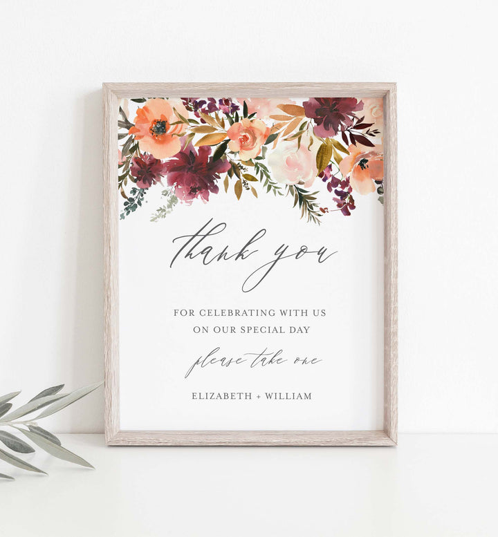 Romance Blush Wedding Favours Sign Printable