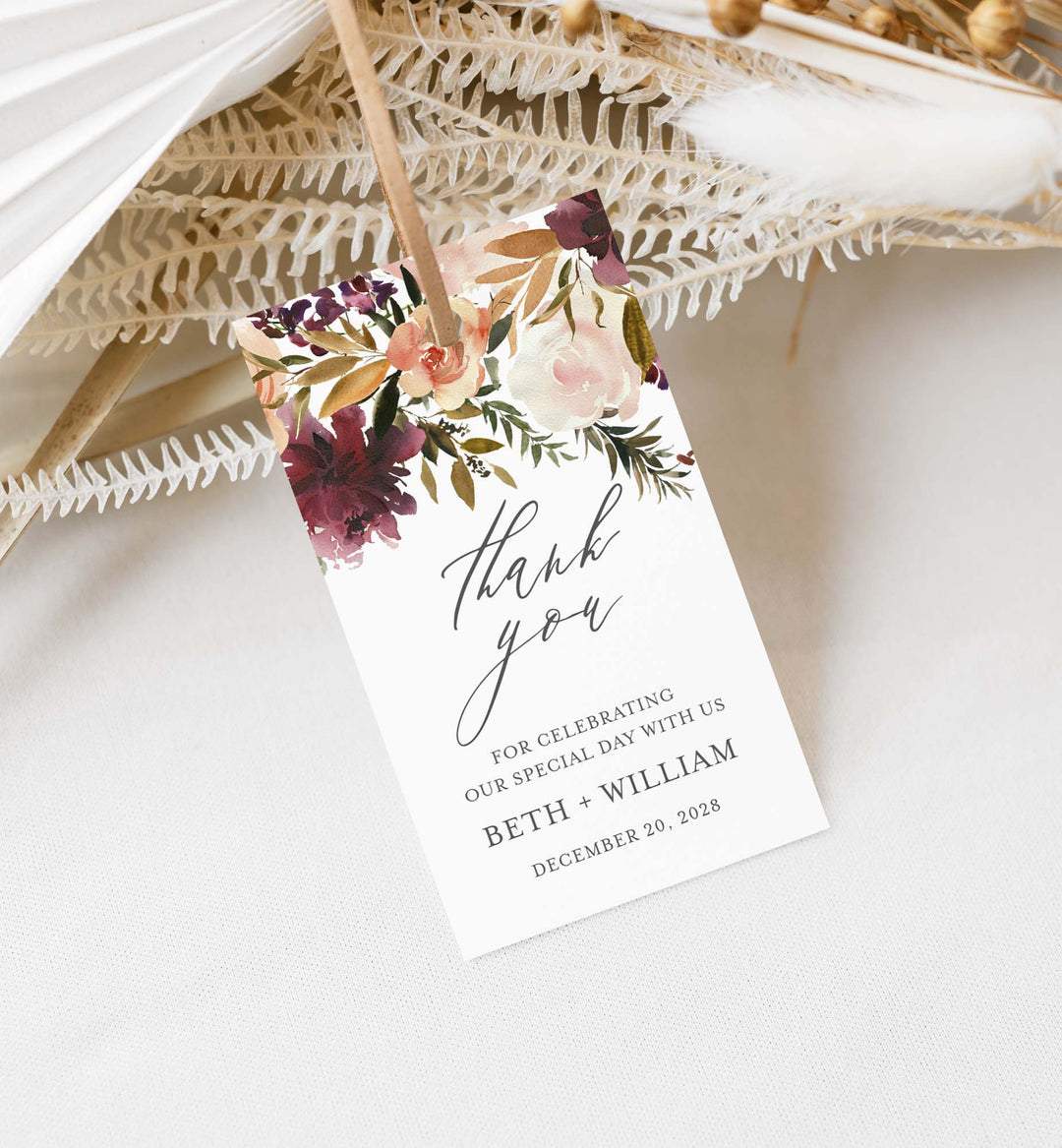 Romance Blush Wedding Favour Tag Printable