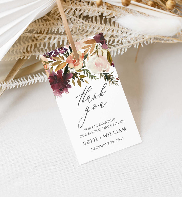 Romance Blush Wedding Favour Tag Printable