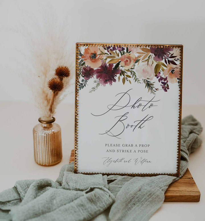 Romance Blush Wedding Photo Booth Sign Printable
