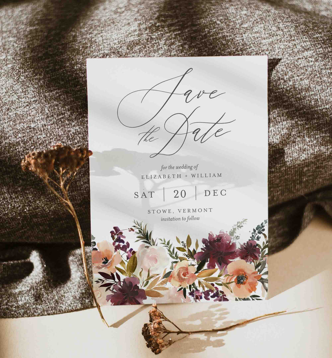 Romance Blush Wedding Save The Date Card Printable
