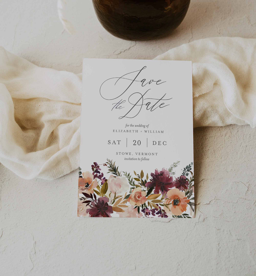 Romance Blush Wedding Save The Date Card Printable