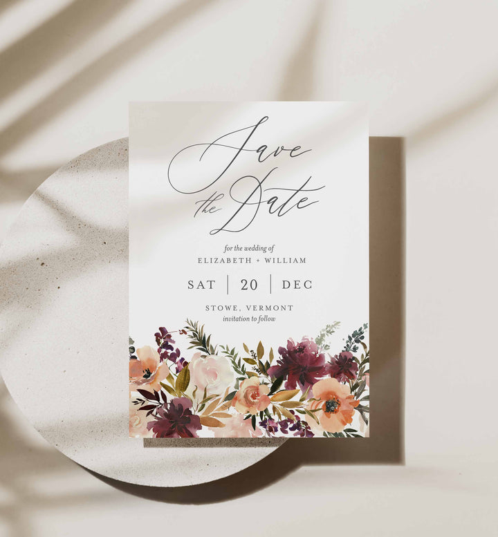 Romance Blush Wedding Save The Date Card Printable