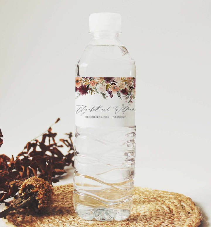 Romance Blush Wedding Water Bottle Label Printable