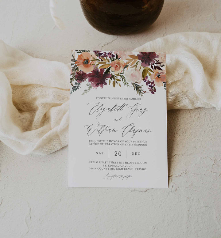 Romance Blush Wedding Invitation Printable