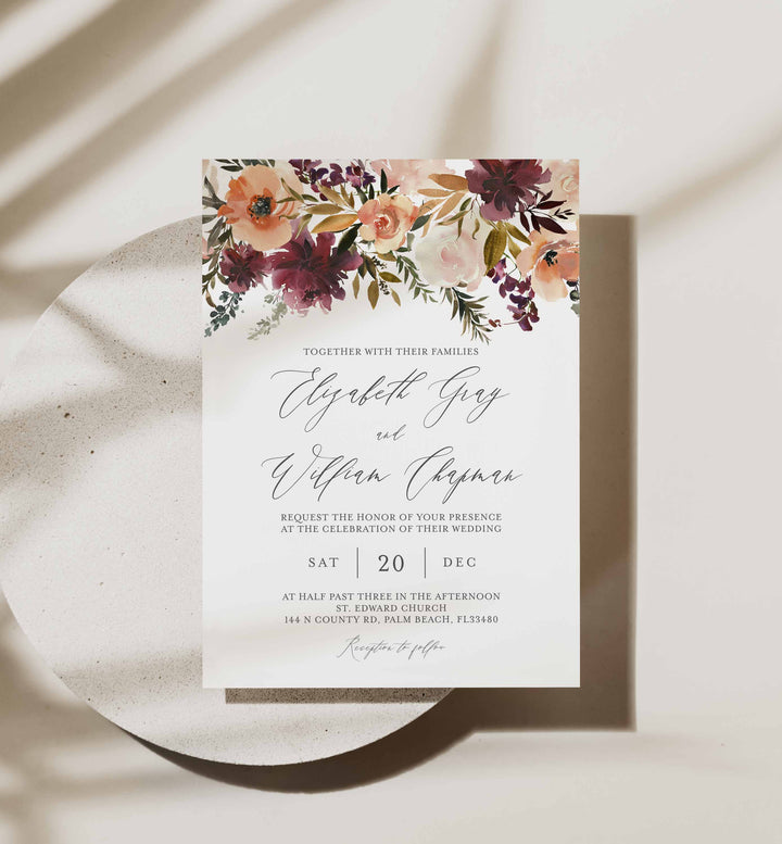 Romance Blush Wedding Invitation Printable