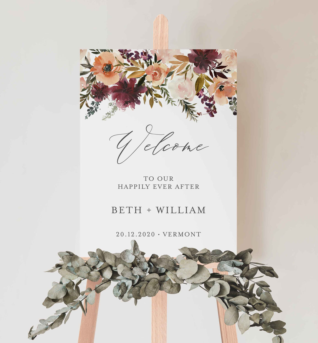Romance Blush Wedding Welcome Sign Printable