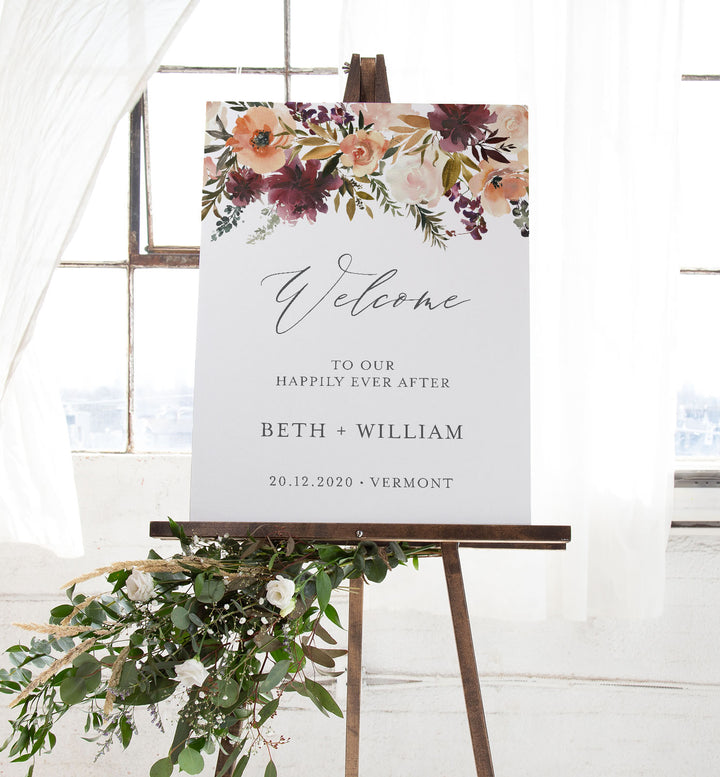 Romance Blush Wedding Welcome Sign Printable