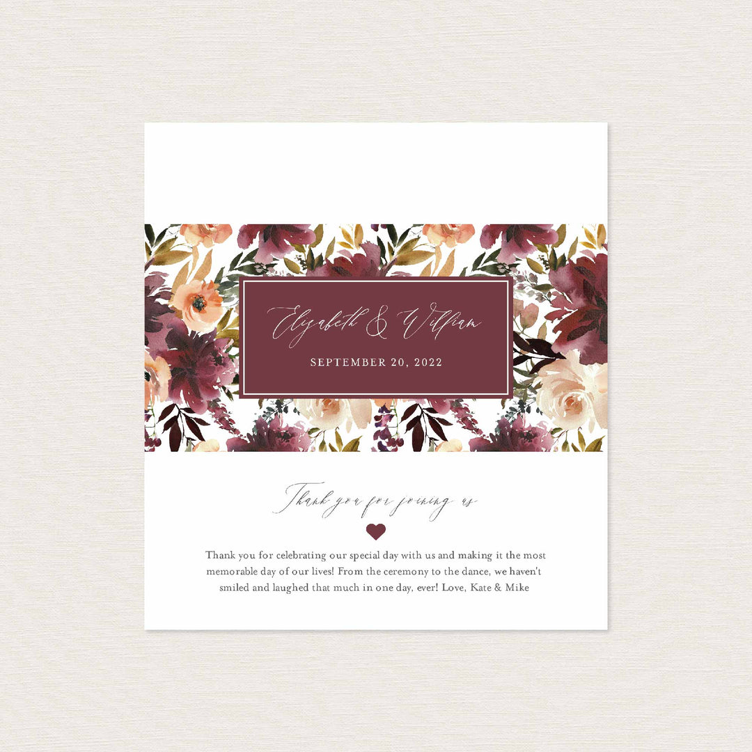 Romance Blush Wedding Chocolate Bar Wrapper Printable