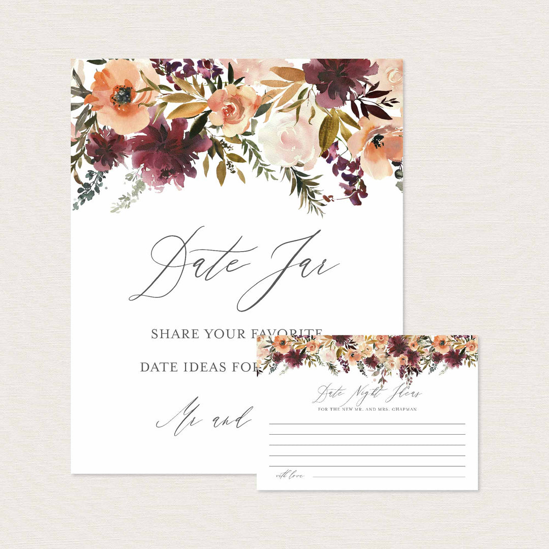 Romance Blush Wedding Date Night Ideas Printable