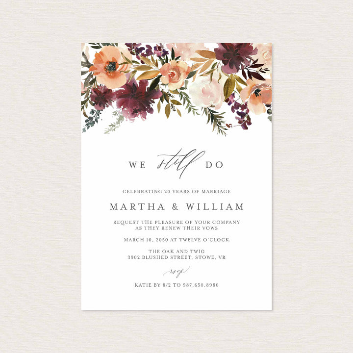 Romance Blush Wedding Vow Renewal Invitation Printable