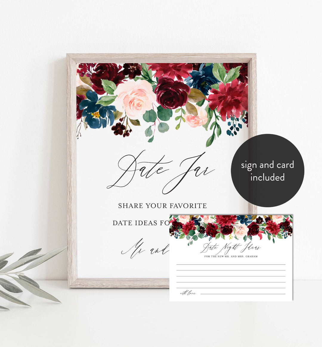 Burgundy Navy Wedding Date Night Ideas Printable