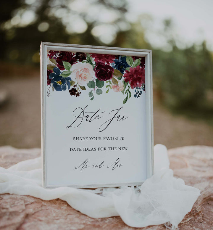 Burgundy Navy Wedding Date Night Ideas Printable