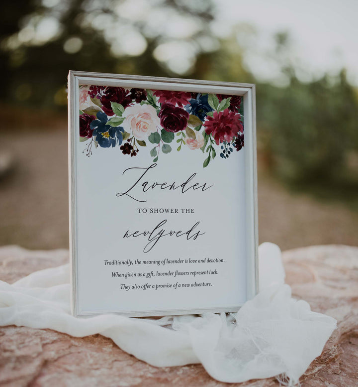 Burgundy Navy Wedding Lavender Toss Sign Printable