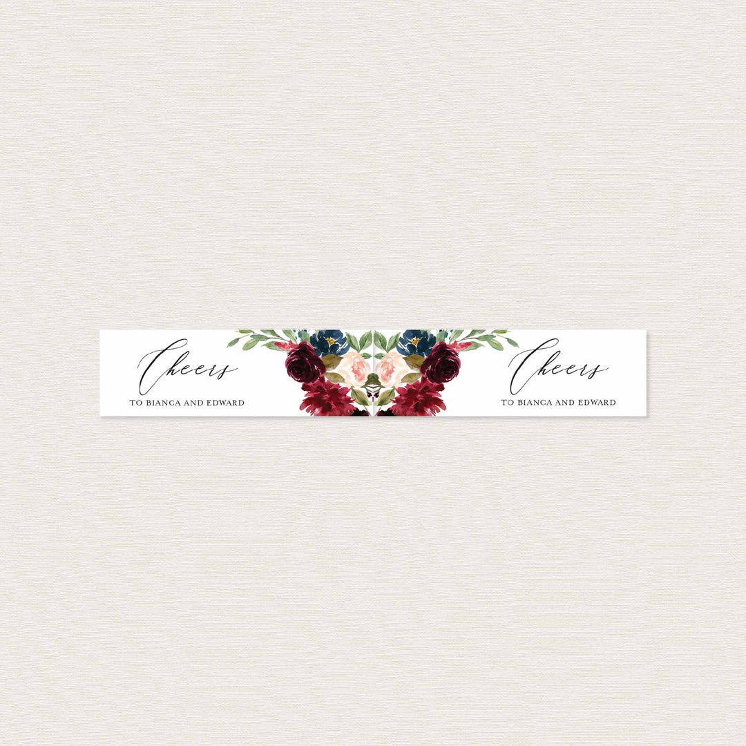 Burgundy Navy Wedding Straw Flag Printable
