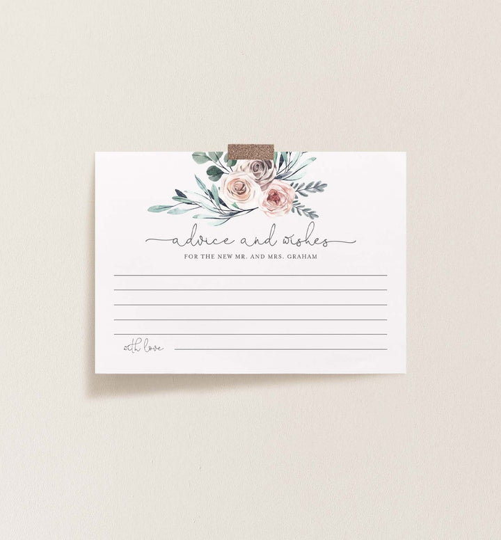 Boho Rose Wedding Advice and Wishes Printable
