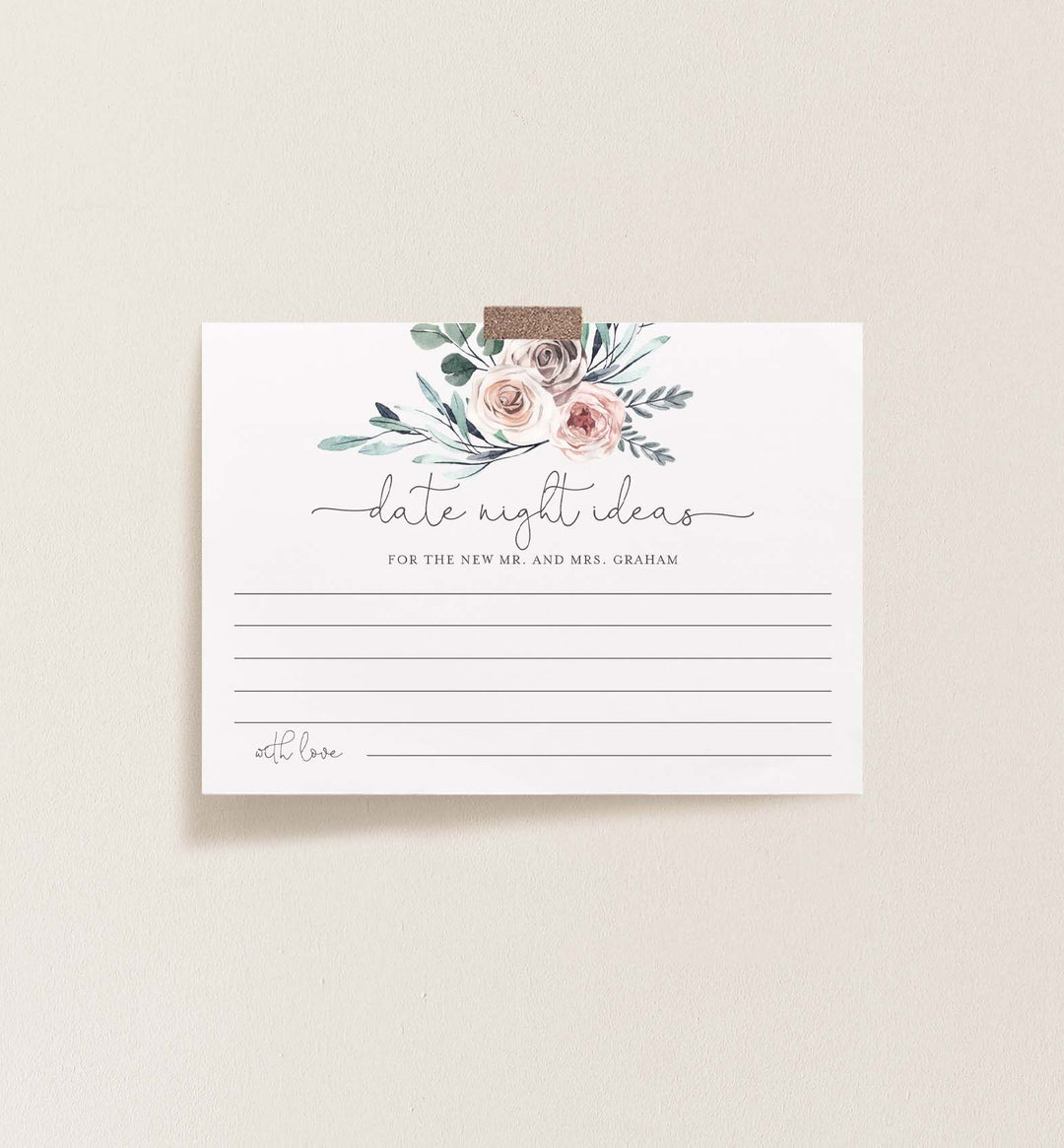Boho Rose Wedding Date Night Ideas Printable